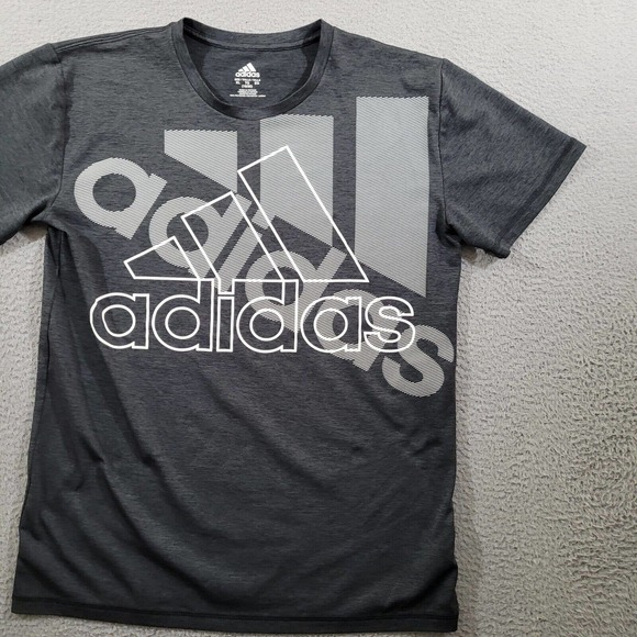 Adidas Shirt Boys Extra Large Gray Logo Graphic Print Tee Sportswear Normcore - Picture 5 of 10